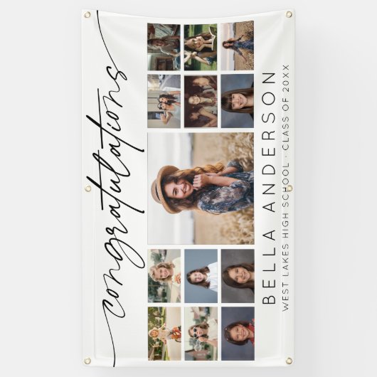 Congratulations Graduation Script 13 Photo Collage 横断幕 (縦)