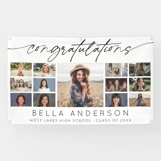Congratulations Graduation Script 13 Photo Collage 横断幕 (横)