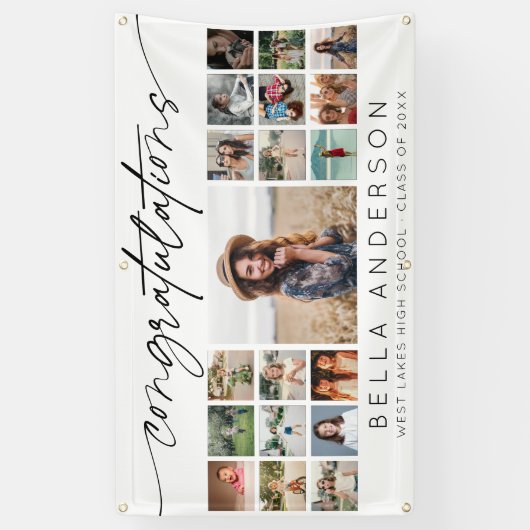 Congratulations Graduation Script Photo Collage 横断幕 (縦)