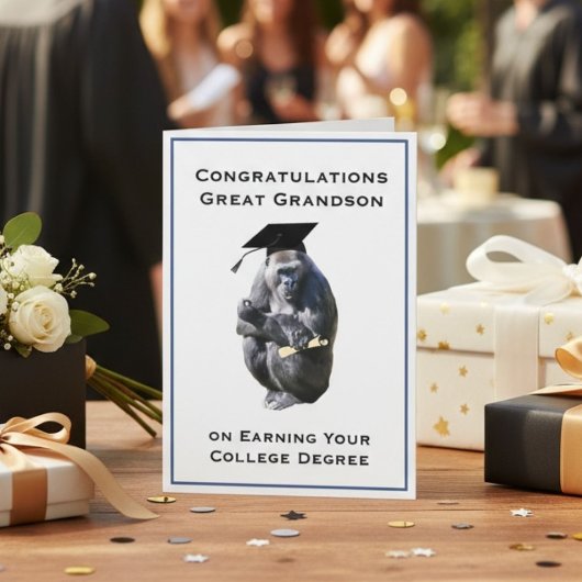 Congratulations GreatGrandson Degree Funny Gorilla カード