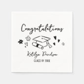 Congratulations Hand Drawn Doodle Graduation Party スタンダードカクテルナプキン (正面)