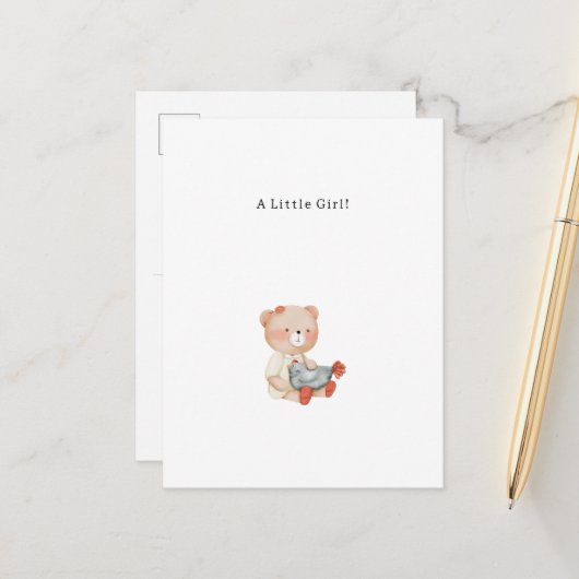 Congratulations Little Girl New Baby Birth Card ポストカード (正面/裏面インサイチュ)