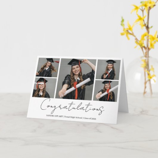 Congratulations Modern Photo Collage Graduate カード (黄色い花)
