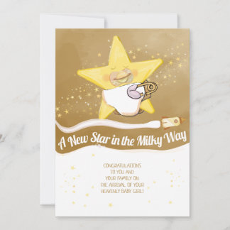 Congratulations New Baby Flat Announcement Card 案内状