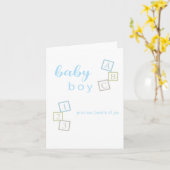 Congratulations New Baby Shower Card Baby Boy カード (黄色い花)