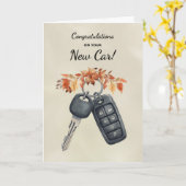 Congratulations New Car Autumn Leaves カード (黄色い花)