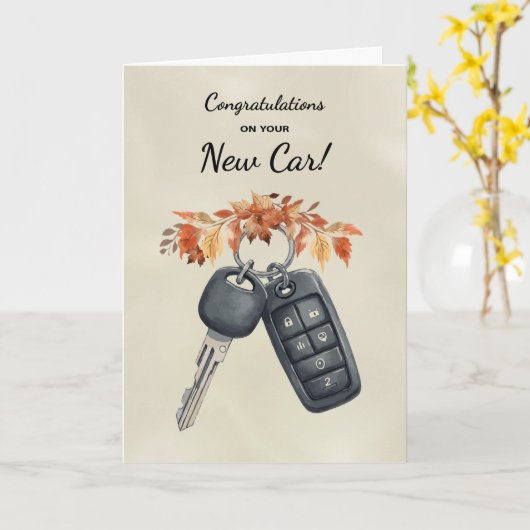 Congratulations New Car Autumn Leaves カード (黄色い花)