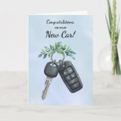Congratulations New Car Green Leaves and Branches カード (正面)