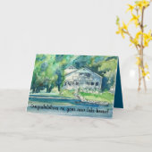 Congratulations New Home Lake House Trees カード (黄色い花)