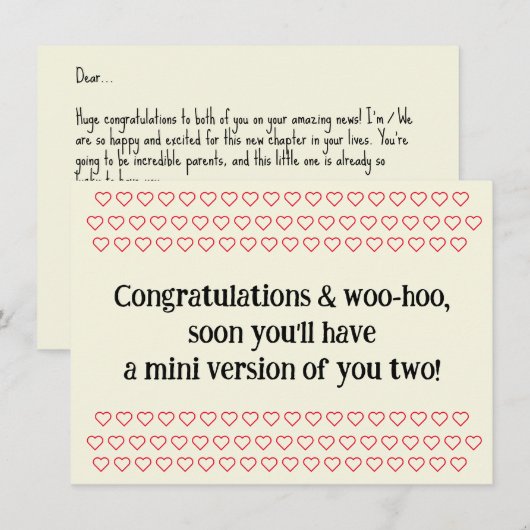 Congratulations On Pregnancy, w. Sample Text, Card (正面/裏面)