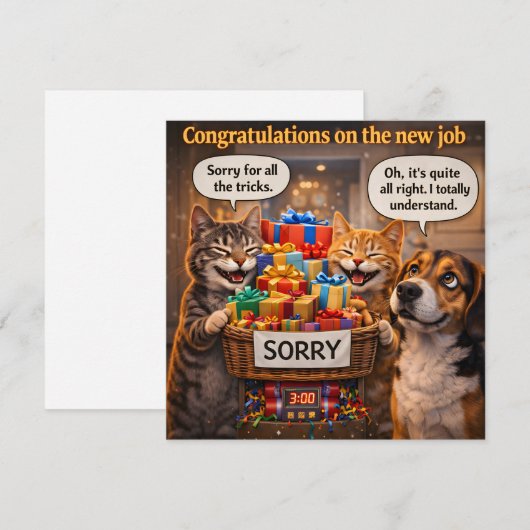 Congratulations on the new job, funny pet greeting カード (正面/裏面)