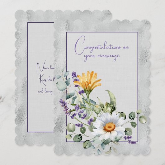 Congratulations on your marriage floral bouquet ノートカード (正面/裏面)