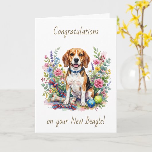 Congratulations on your New Beagle カード (黄色い花)