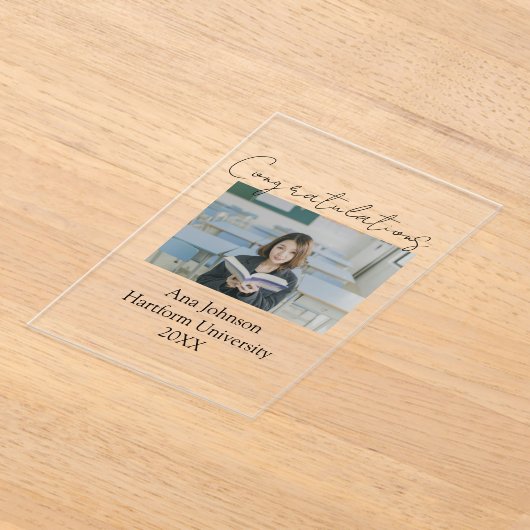 Congratulations photo graduate name university yea アクリル招待状 (レイダウン)