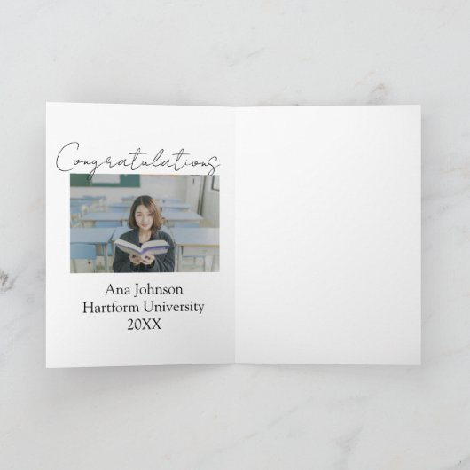 Congratulations photo graduate name university yea カード (内部)