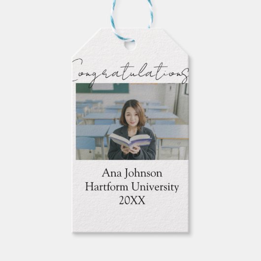 Congratulations photo graduate name university yea ギフトタグ (正面)