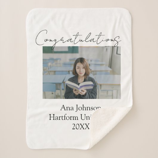 Congratulations photo graduate name university yea シェルパブランケット (正面)