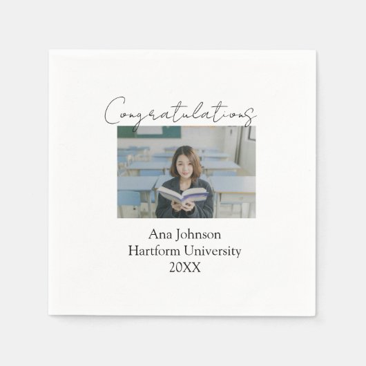 Congratulations photo graduate name university yea スタンダードカクテルナプキン (正面)