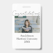 Congratulations photo graduate name university yea バッジ (裏面)