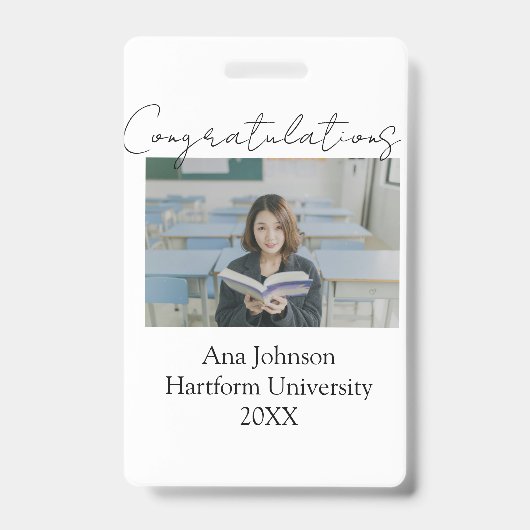 Congratulations photo graduate name university yea バッジ (正面)