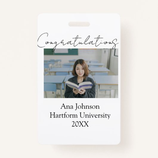 Congratulations photo graduate name university yea バッジ (正面)