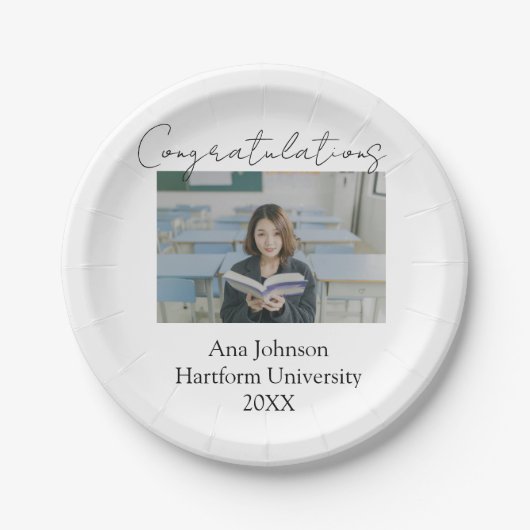 Congratulations photo graduate name university yea ペーパープレート (正面)