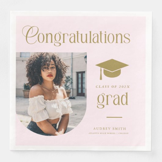 Congratulations Pink Gold Grad Photo Arch (正面)