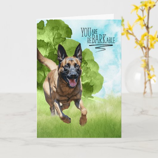 Congratulations reBARKable Belgian Malinois Dog カード (黄色い花)