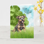 Congratulations reBARKable Border Terrier Dog カード (黄色い花)
