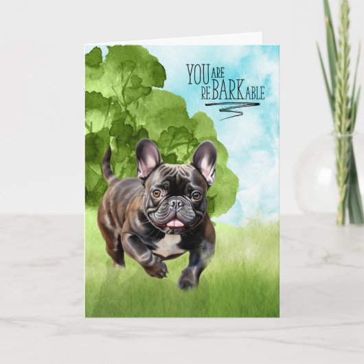 Congratulations reBARKable Brindle French Bulldog カード (正面)