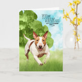 Congratulations reBARKable Bull Terrier Dog カード (黄色い花)