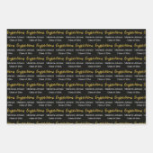 Congratulations Script Grad Name Black White Gold ラッピングペーパーシート (正面2)