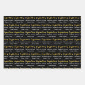 Congratulations Script Grad Name Black White Gold ラッピングペーパーシート (正面)