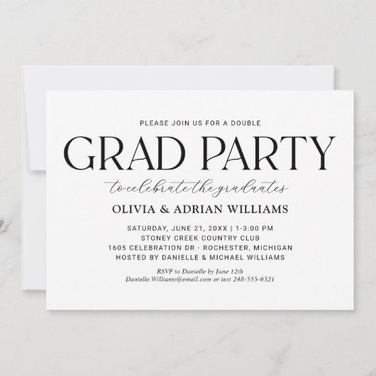 Congratulations Twin Graduates Photo Graduation 招待状 (裏面)