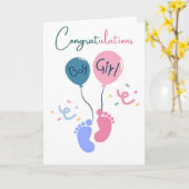 Congratulations Twins Boy and Girl Cute Baby Showe カード (黄色い花)