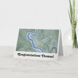 Congratulations Vintage Watercolor Topo Map カード