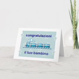 Congratulazioni! -イタリア語の新生児の男の子 カード