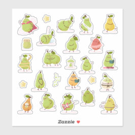 Conjunto de peras kawaii divertidas シール