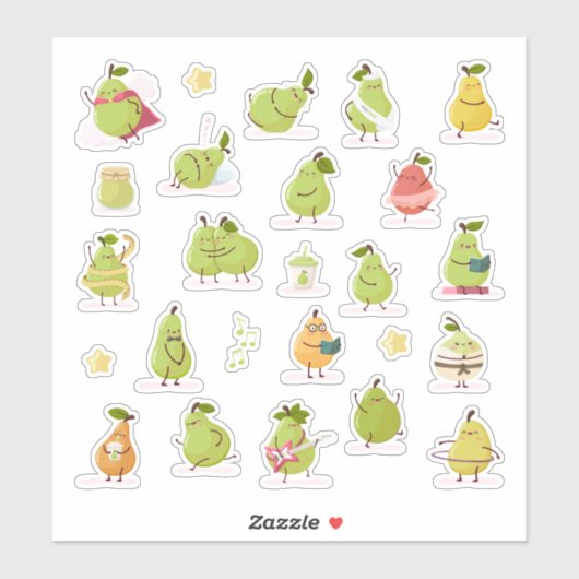 Conjunto de peras kawaii divertidas シール (シート)