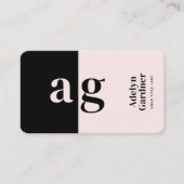 Connect Black Pink Monogram QRコードソーシャルメディア 名刺 (正面)