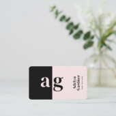 Connect Black Pink Monogram QRコードソーシャルメディア 名刺 (スタンド正面)