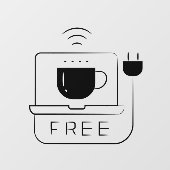 Connect me l Free WIFIネットワークコーヒーショップ ウィンドウサイン (シート)