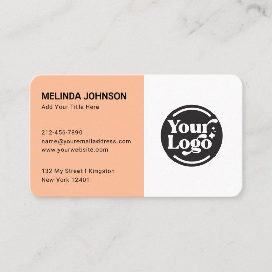 Connect Peach FuzzホワイトQRコードロゴソーシャルメディア 名刺 (正面)