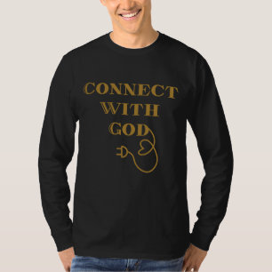 Connect With神聖書的引用文メンズ長袖 Tシャツ
