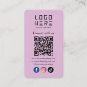 Connect With UsソーシャルメディアQRコードソフトパープル 名刺 (正面)