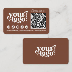 Connect With UsソーシャルメディアQRコードテラコッタ 名刺