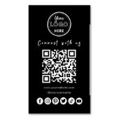 Connect With UsソーシャルメディアQRコードトレンディーブラック マグネット名刺 (正面縦)
