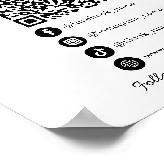 Connect with UsソーシャルメディアQRコードビジネスロゴ ポスター (角)