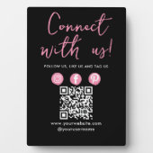 Connect With UsソーシャルメディアQRコードブラックピンク フォトプラーク (正面)