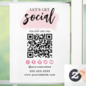 Connect With UsソーシャルメディアQRコードホワイトピンク ウィンドウサイン (ホーム)